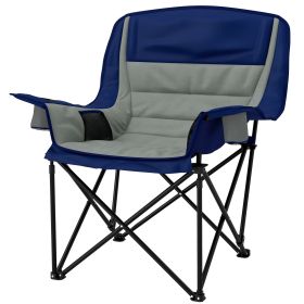 Outsunny Padded Camping Chair for Adults, Portable Folding Camping Chair with Side Pockets, Cup Holders, Carry Bag, Light Gray
