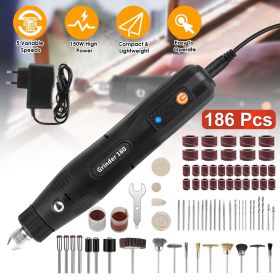 Mini Corded Rotary Power Tool Set of 186Pcs Electric Detail Sander Grinding Pen Small Drill Kit Engraver with 5 Speeds for Sanding Polishing Dril