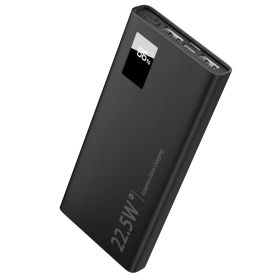 1Pc 1W Mah Power Bank Portable Charger External Battery Pack 22.5W Super Fast Charging PD QC 3.0 With LED Display Fit For IOS Phone (Color: Black)
