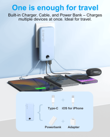 With AC Socket For Fast Charging, It Comes With A Dual-wire Digital Display Power Bank (Color: Blue)