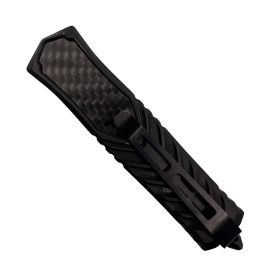 Automatic OTF Double Edge Knife (Color: Black, Style: Non-Serrated)